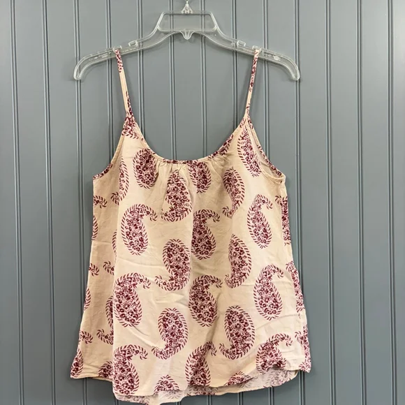 Ann Taylor LOFT Paisley Tank Top M Beige Burgundy - Picture 3 of 5